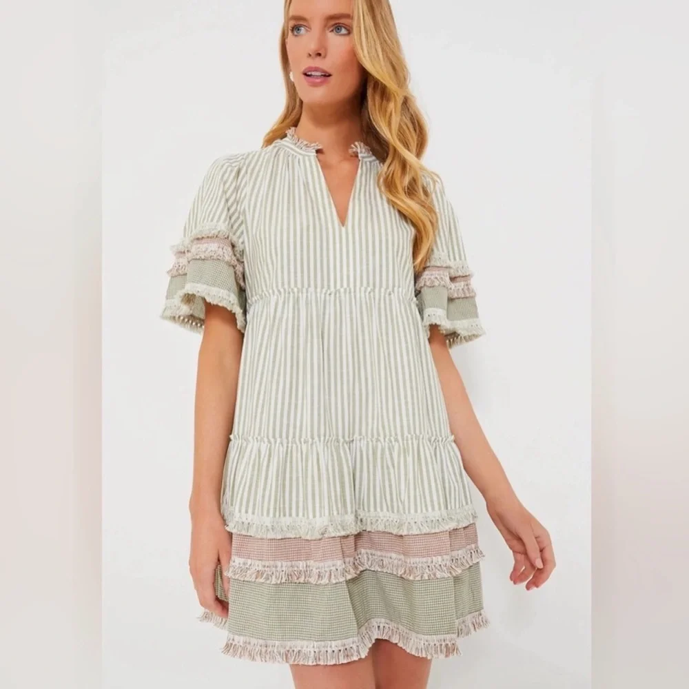 TUCKERNUCK Cotswold Stripe Dress XXXL Sage Green - Picture 9 of 11
